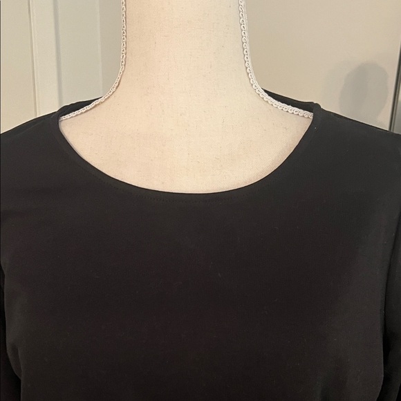 Ann Taylor Black Faux Leather Hem Knit Top - Picture 5 of 7